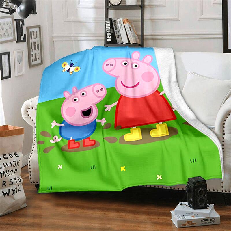 1pc Blanket Peppa Pig1 Print Design, Lightweight Blanket for Sofa, Bed- Soft &Warm, Gift for All Seasons like Christmas, Halloween