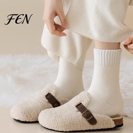 Warm Casual Socks for Home Use Women Thickened Winter Socks, Solid Color Mid Calf Thermal Fleece Lined Gifts Her Crew Cold Weather, Soft Hosiery Daily