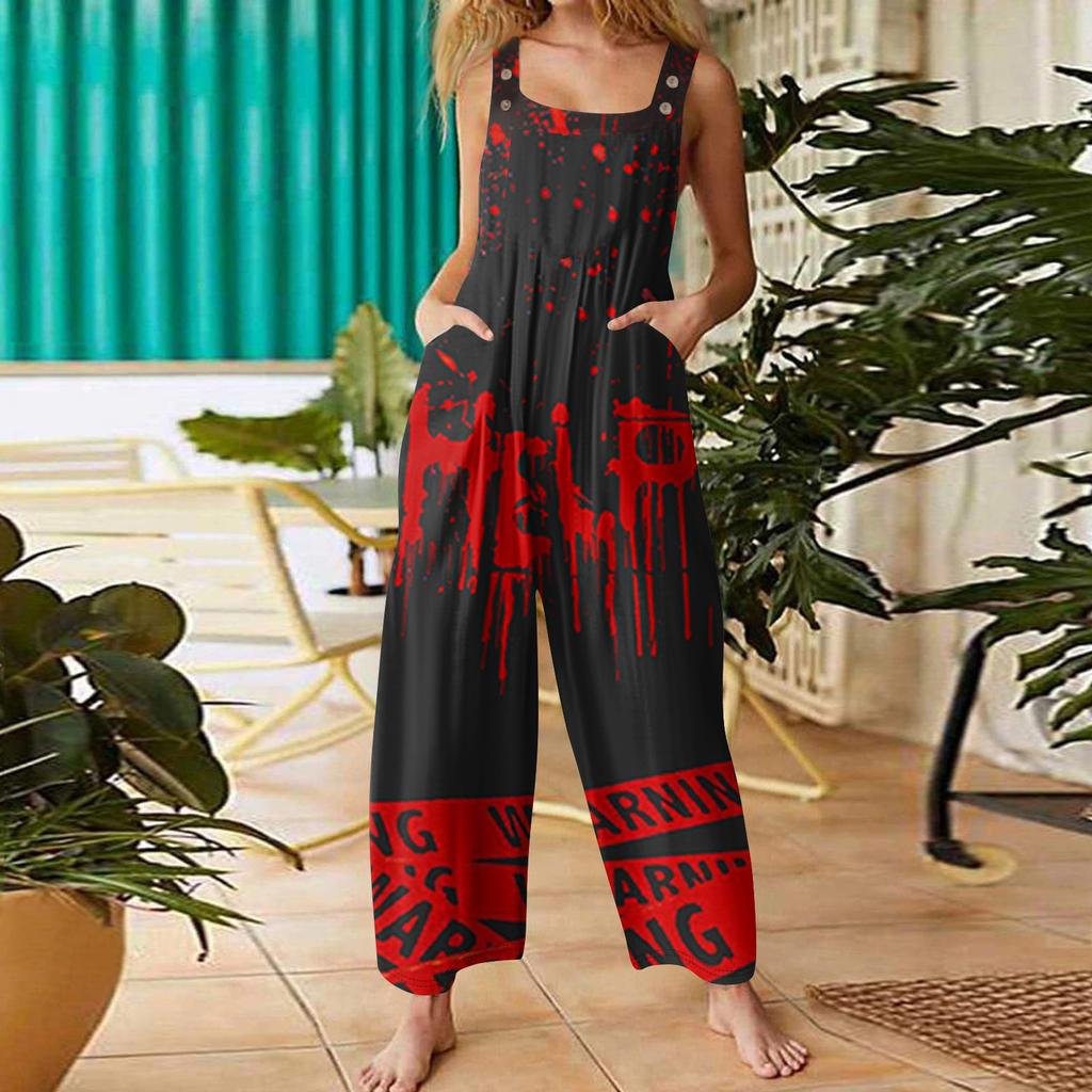 Женская мода ул.. Повседневный свободный ретро-комбинезон с подтяжками и принтом ко Дню Святого Патрика