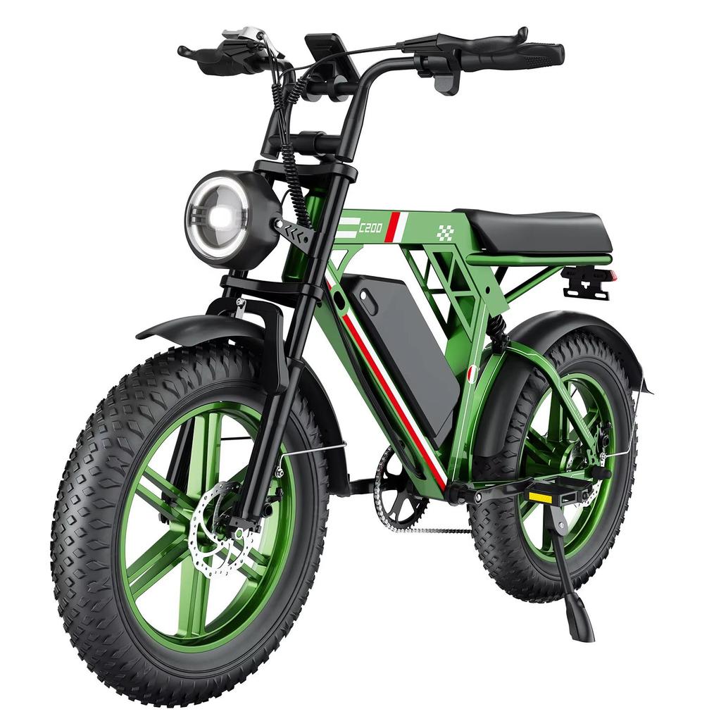 HiQiS new Ebike C200 48V 17.5AH battery maximum range 90KM 1000W motor 25km/h speed 20 inch off-road wide tire all terrain electric bicycle