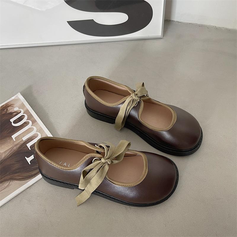 Женские туфли на мягкой подошве, весенне-осенние новинки, ретро, с неглубоким вырезом, на низком каблуке, на плоской подошве, одинарные туфли, милые
