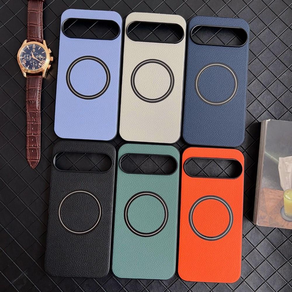 Роскошный деловой кожаный чехол Magsafe для Google Pixel 9 Pro XL PU Skin Feel с беспроводной зарядкой, магнитный противоударный защитный жесткий чехол