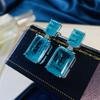 Gica Gema 100% стерлингового серебра 925 пробы, синие квадратные персонализированные классические серьги-гвоздики для женщин, изысканные ювелирные изделия высокого качества, подарок