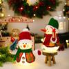 Yousheng Christmas Plush Snowman Doll Tabletop Decoration Lighted Small Snowman Ornament for Winter Home Kitchen Mantel Window Sill Holiday Party