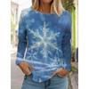 Christmas Snowflake Women's Long Sleeves T-Shirt Round Neck Autumn New Fashion Elk Clothing Holiday Fashion Party T-Shirt Tops