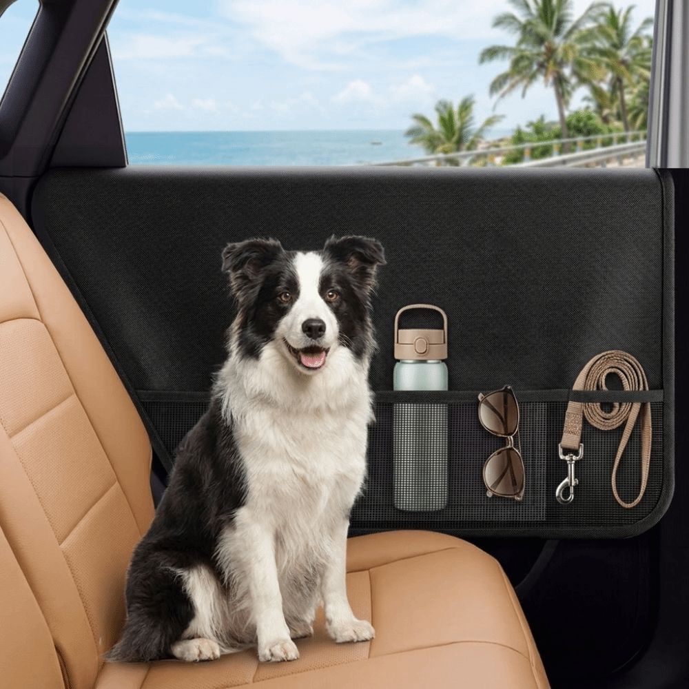 Mesh Pocket Pet Door Cover Anti Scratching Vehicle Door Cover Car Door Guard for Pet Dogs