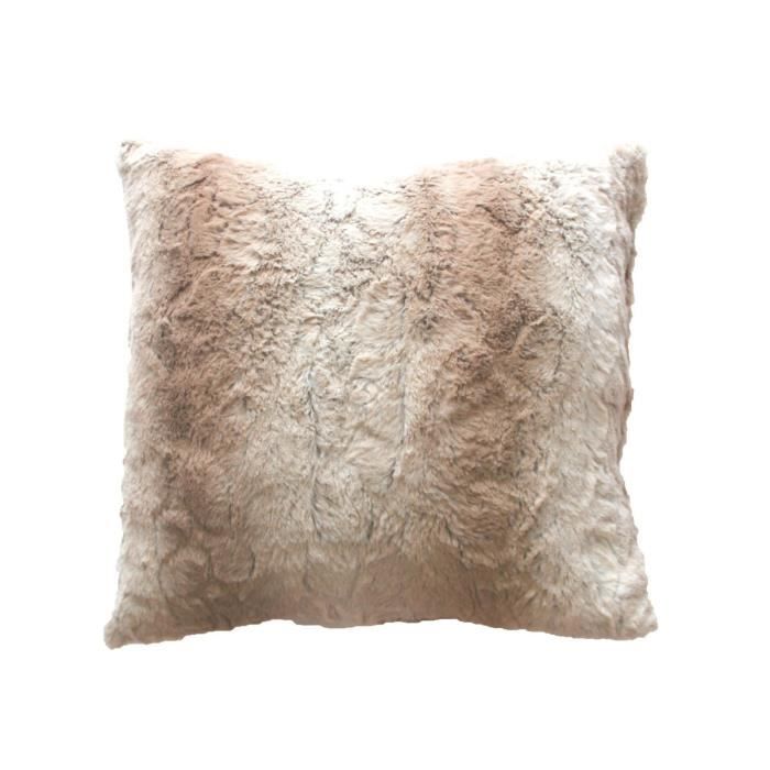 Coussin Imitation Fourrure - Naturel - 40 X 40 Cm - Beige - Synthétique - Design Contemporain