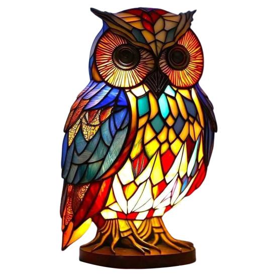 Красочный витражный ночник из смолы с животными, кошка, лошадь, слон, дельфин, лев, петух, сова, волк, настольная лампа, украшение дома