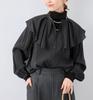 ROPE PICNIC Frill Collar Black Women's Blouse, (01)