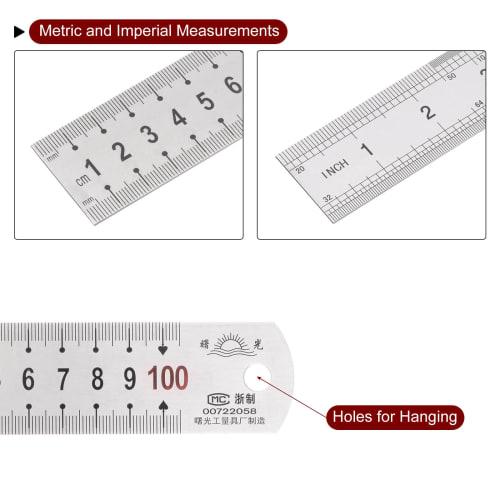 uxcell Stainless Steel Ruler, Straight Edge Measuring Tool for Woodworking, Painting, and Crafts, 1m Long X 1.2mm Thick X 33mm Wide, Silver Tone