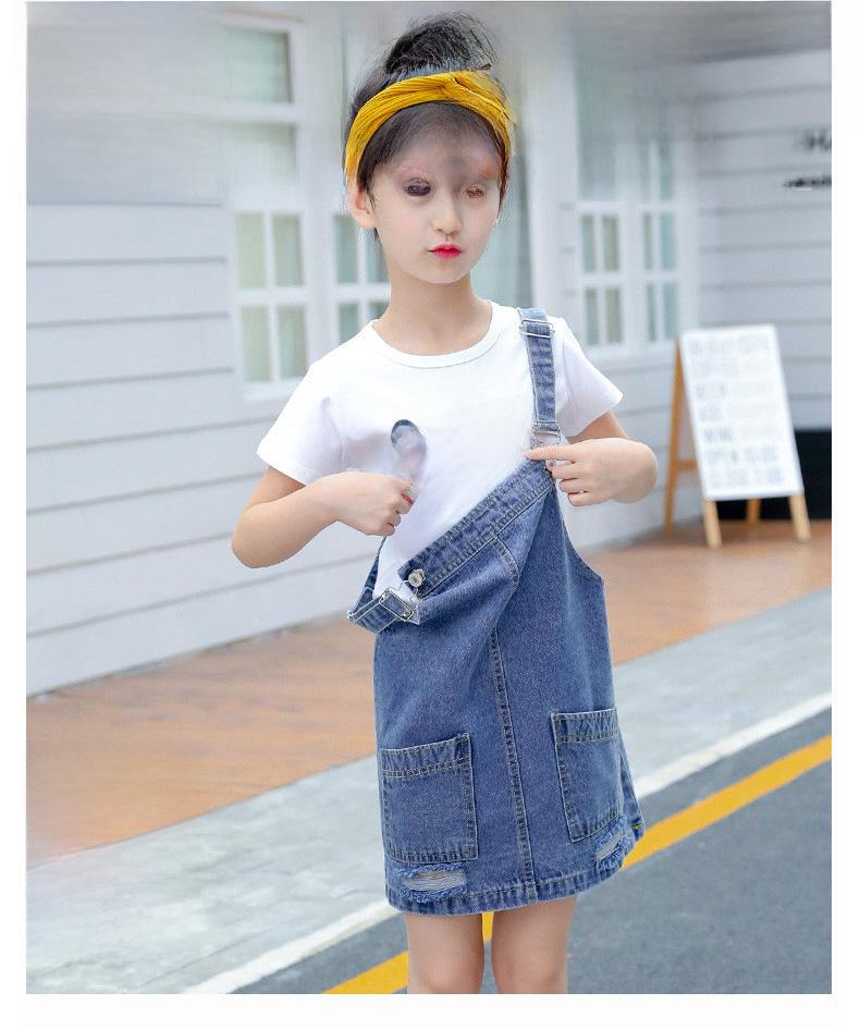 Стильное джинсовое платье на подтяжках для девочек - юбка Internet Celebrity весна/лето