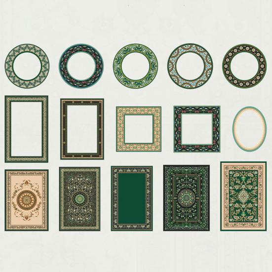 1 Pack Pocket Material Stickers Writable Paper Self-adhesive Floral Motifs Frame Scrapbooking Photocard Dairy Decal Gift Student Supply