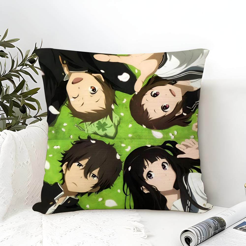 Anime Hhyouka Pillow Case Cotton Linen Fabric Square Zipper Pillowcase Home Decorative Living Room
