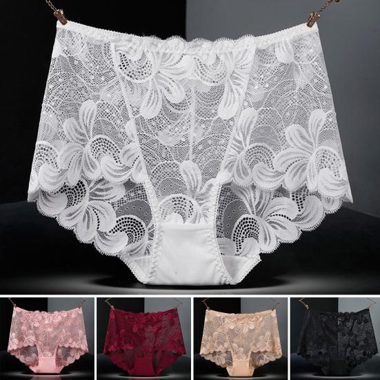 Women Briefs Breathable Elastic Hollow Out High Waist Trendy Inside Wearing Cotton Lace Stitching Ladies Briefs