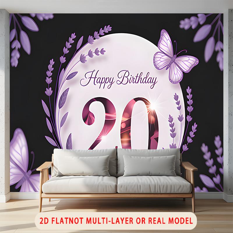 Party Backdrop Birthday Butterfly 20Th Photo Booth Background Wall Decor