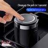 Car Ashtray with Metal Liner, One-Button Open, Soft Light, Ideal for Car Use