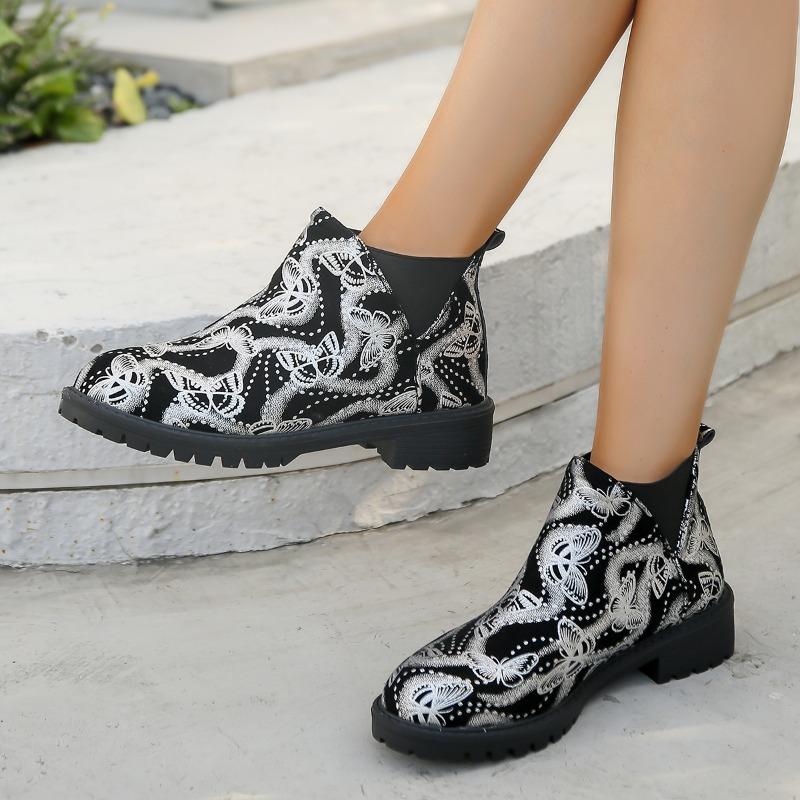 Women's Shoes 2024 Hot Sale Plus Size Women's Boots Fashion Printing Modern Boots Women High Quality Slip-on Naked Boots Zapatos