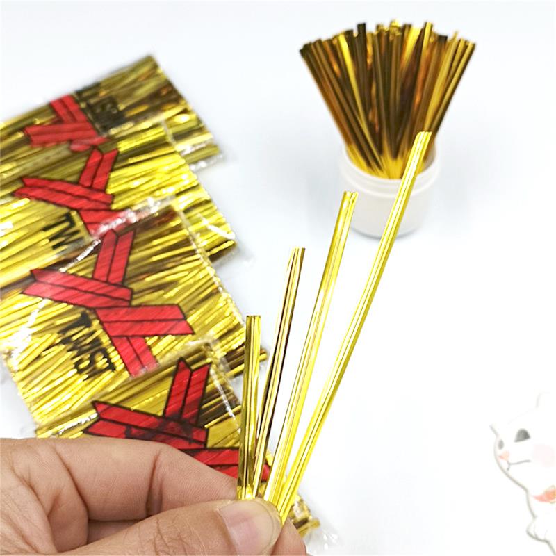 100 шт., подарочная упаковка, металлические закручивающиеся галстуки для вечеринки, свадьбы, печенья, конфет, леденцов, упаковочный галстук