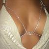 Stonefans Bohemian Fashion Double Heart Chest Chain Jewellery Rhinestone Bodies Women's Bra Sexy Cute Tube Top Underwear Gifts