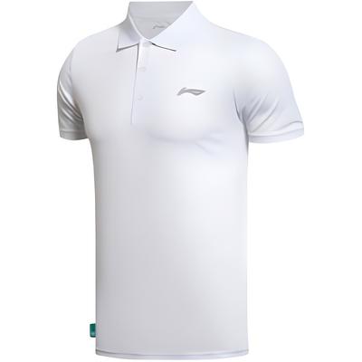 Мужская рубашка-поло Li Ning Plain Color Breathable с коротким рукавом, белая APLT197-1