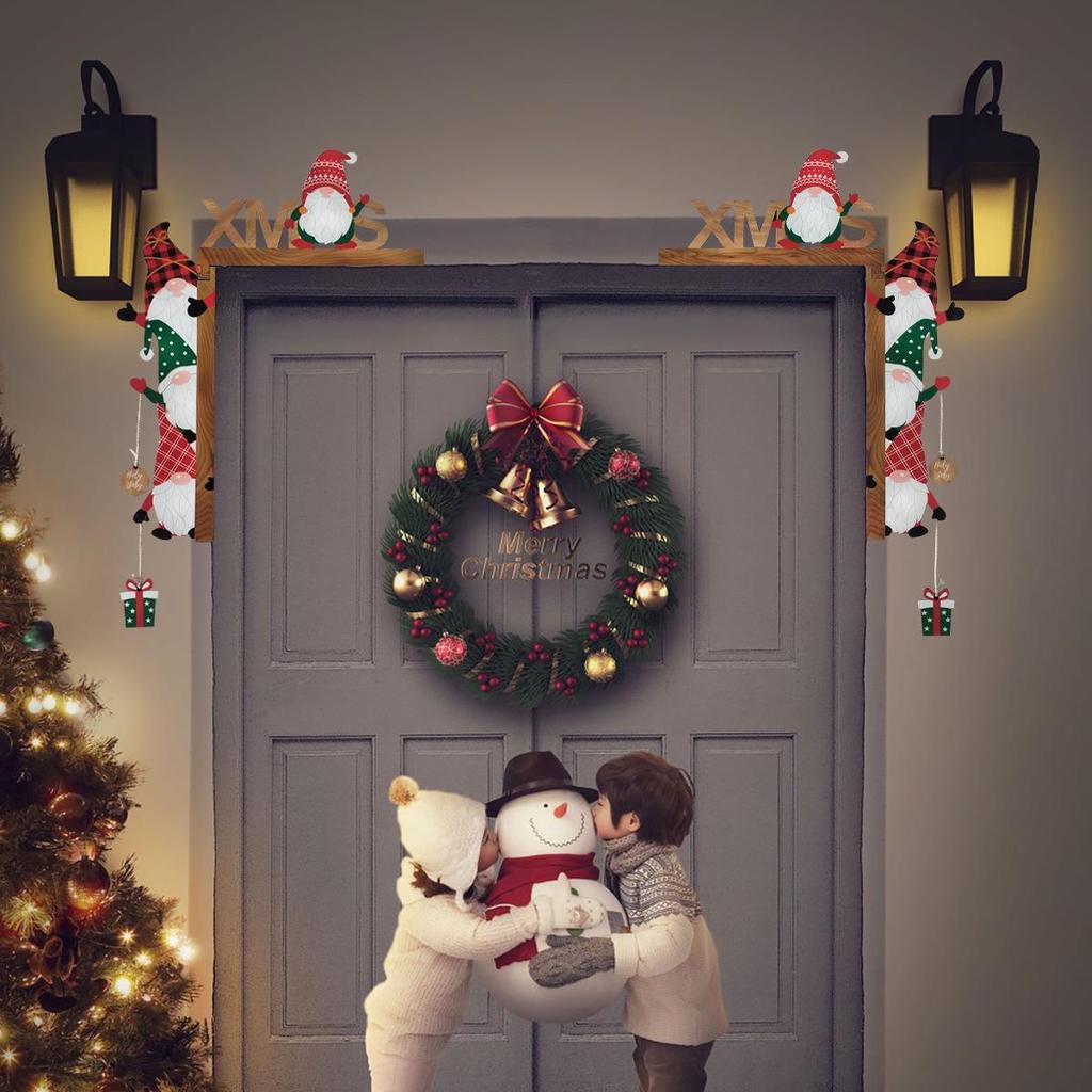 Mingguan Christmas Cartoon Letter Door Frame & No-Face Doll Decorations