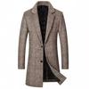 Autumn and Winter Thickened Padded Plaid Woolen Coat Medium and Long Trench Coat Slim Lapel Top Jacket