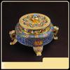 Copper Alloy Antique Incense Burner Aromatherapy Incense Burner Sandalwood Embossed Enamel Painted Temple Plate Incense Burner