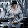 Мужская компрессионная футболка, рубашки на молнии для мышц, легкие, облегающие, с длинным рукавом, для тренировок, в спортзале, мягкие футболки, бодибилдинг