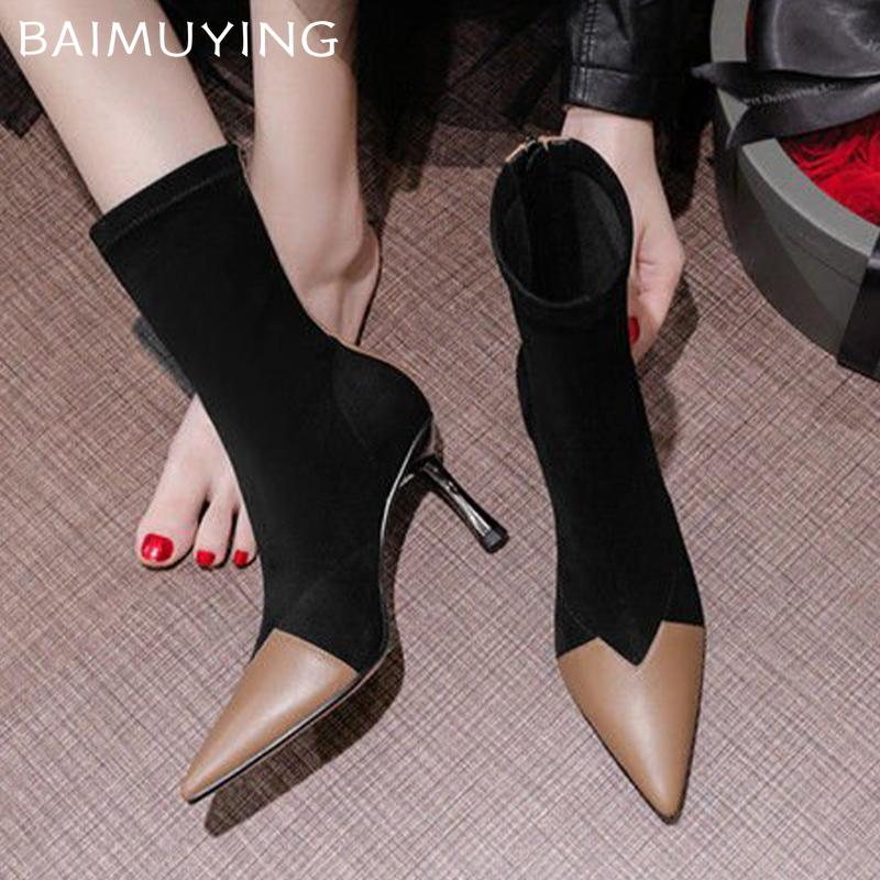 Pointed Toe Women Snow Ankle Boots High Heels Fashion Shoes Suede Sexy Chelsea Boots 2024 Trend Winter Pumps Fashion Botas Mujer