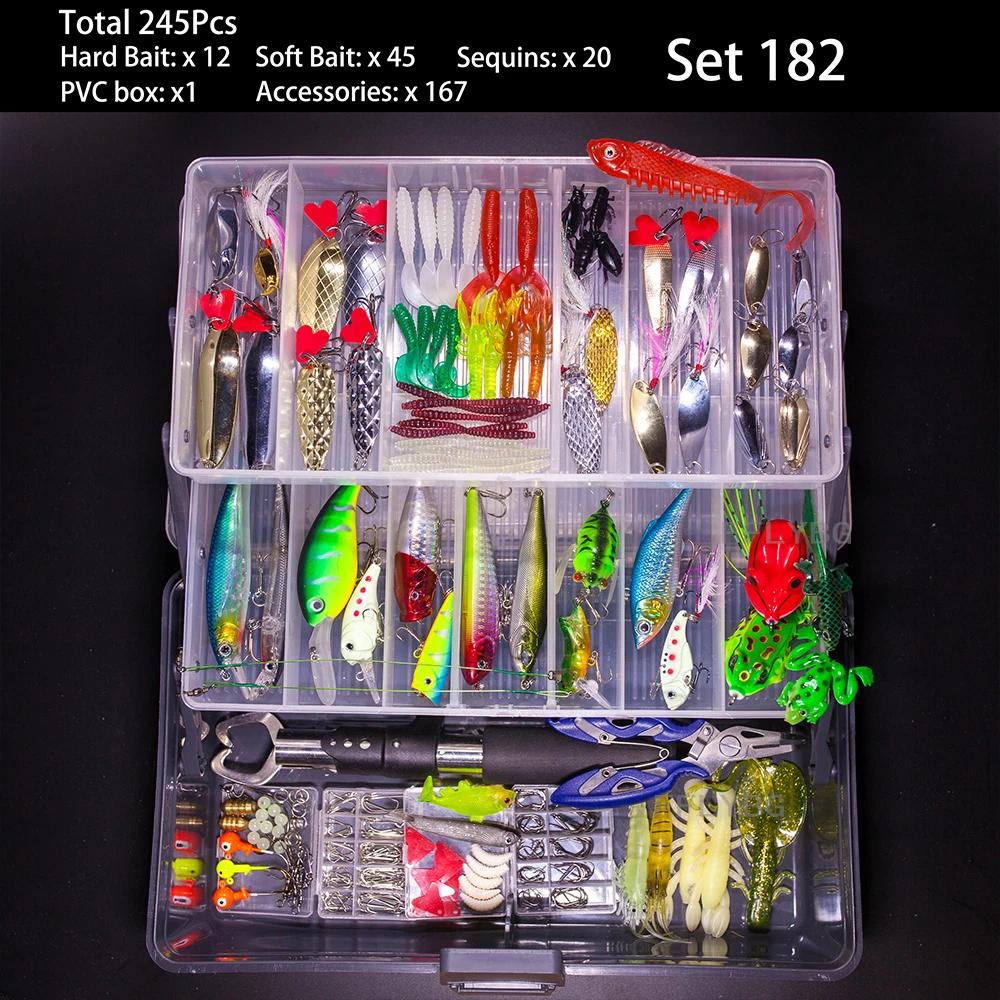 Big Mixed Fishing Lure Set Soft Hard Bait Kit Artificial Bionic Minnow Swing Metal Jig Spoon Fishing Tackle Pesca,12 Sets Option