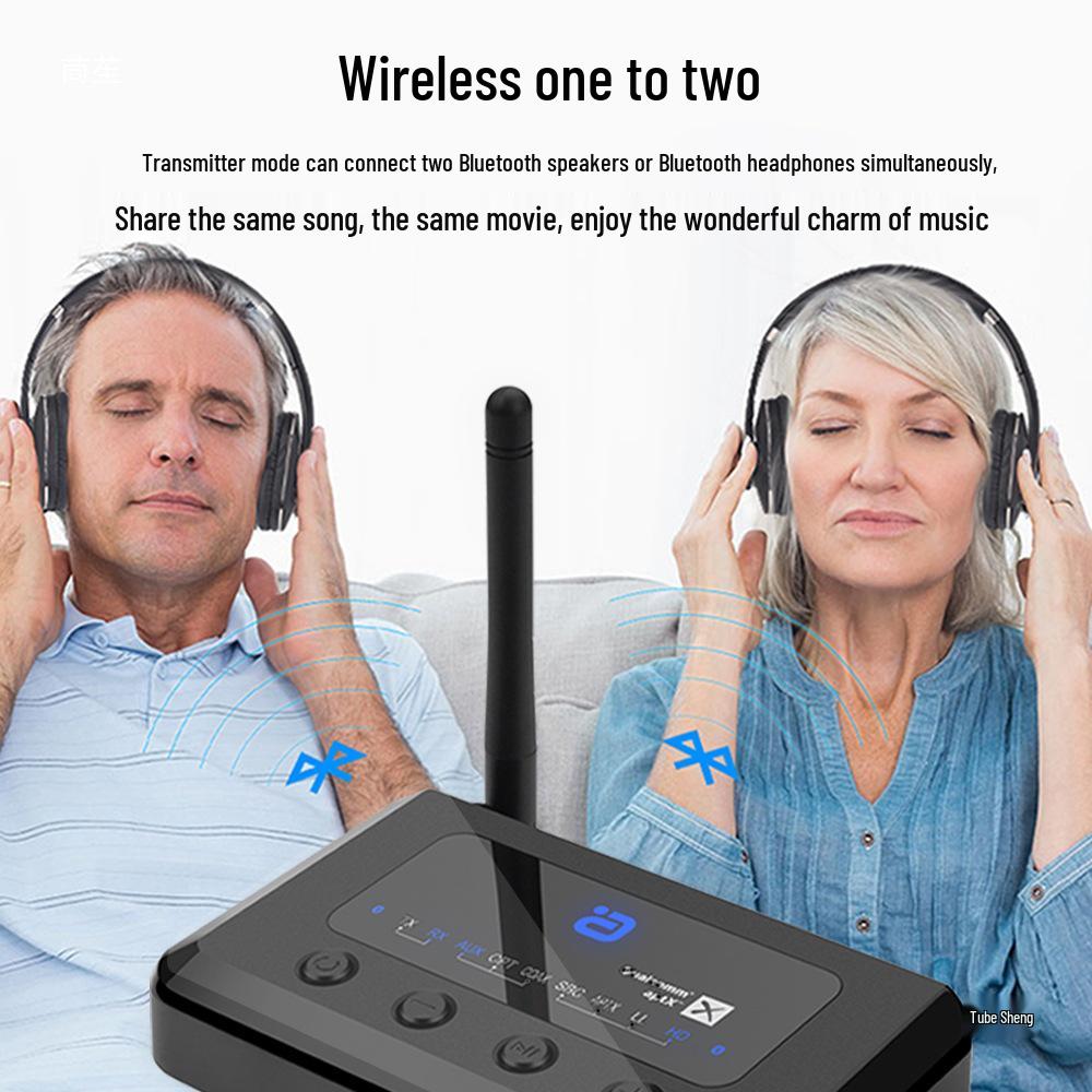 Аудиопередатчик и приемник Bluetooth 5.0: ТВ коаксиальный, AUX, Оптическое волокно, Акустическая система с усилителем aptX HD.