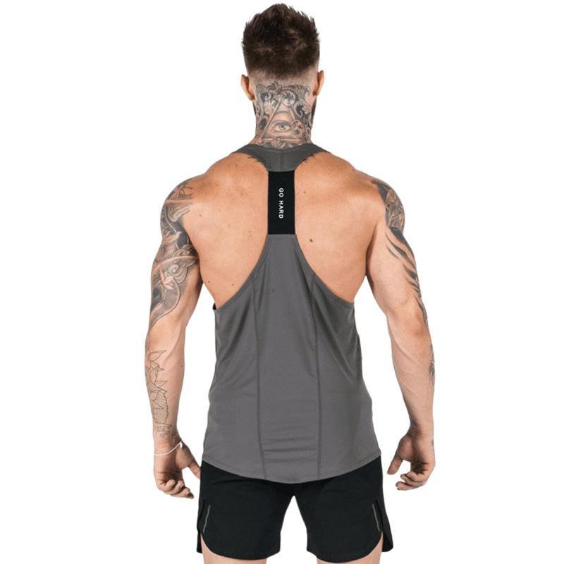 Men Gym Clothing Vest Top Casual Tank Tops Summer Bodybuilding Fitness Workout Undershirt Elastic Quick-Drying Sleeveless