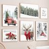 Christmas New Year Wall Art Canvas Painting Winter Pine Tree Santa Moose Snowman Poster And Prints Pictures For Home Living Room