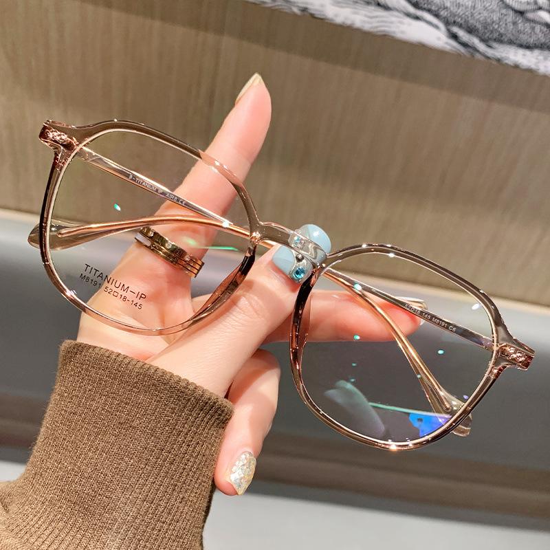 Ultra-Light Tr Large Frame Cold Brown Danyang Myopia Glasses Women Can Match Degree Plain Polygon Optical Glasses