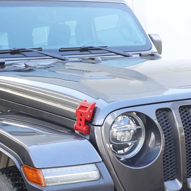 Engine Hood Latches Locking Hood Catch Kit Aluminum Alloy Hood Locks Compatible with Jeep Wrangler JK JL JT