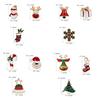 3pcs/set Christmas Brooch Set Elf Snowman Stocking Enamel Rhinestone Party Gift