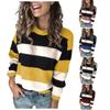 Fashion Women Loose Striped Knit Sweater Pullover Long Sleeve Loose Sweater Tops