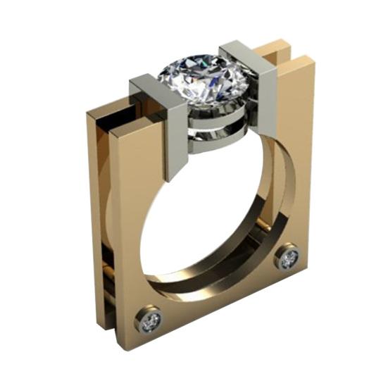 Панк-унисекс с кубическим цирконием, позолоченное квадратное геометрическое кольцо на палец, ювелирные изделия для вечеринок