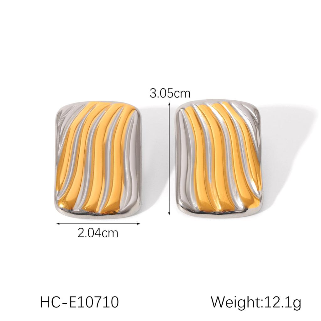 Женские серьги из нержавеющей стали с блочной расцветкой в золотом и серебряном цветах, гладкая геометрическая текстура, солнечная пентаграмма, европейский и американский дизайн, ювелирный подарок