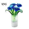 Birthday Gift for Girlfriend Glass Rose Bouquet, Handmade Mini Colored Flowers with Miniature Flower Arrangement Shelf Vase, Eternal Tabletop