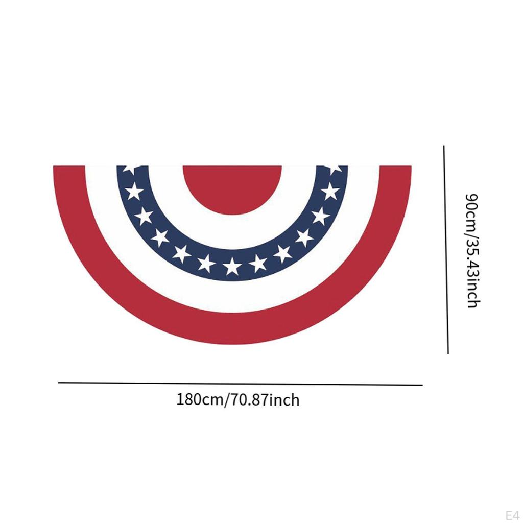 American Fan Flag Half Durability Decorative Portable with LED Lights Patriotic