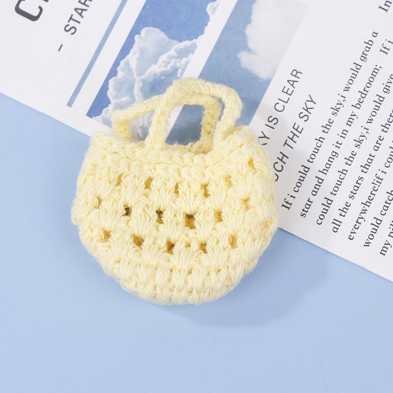 Милая мини-кукла с полой маленькой сумкой, аксессуары для вязания крючком из шерсти, кукла из хлопка, украшение BJD