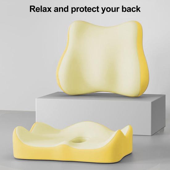 Seat Cushion with Separate Backrest Memory Foam Cushion with Back Support Office Chair Cushion for Sciatica Relief Lumbar Support Car Travel Use