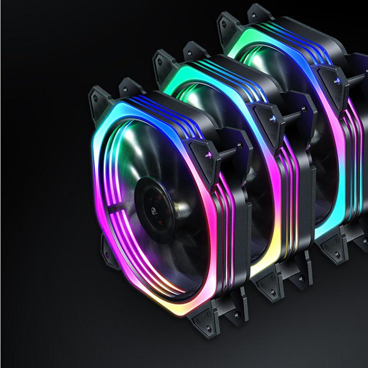 12cm Silent RGB Luminous Chassis Fan - Magic Cube Aurora Computer Cooler