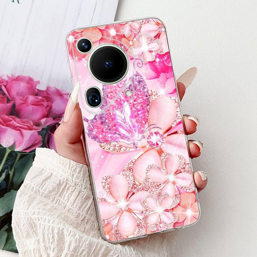 For Huawei Pura 70 Ultra Case Cute Cat Flower Soft Silicone Funda for Huawei Pura70 Pura 70 Pro+ Shockproof Cover Capa