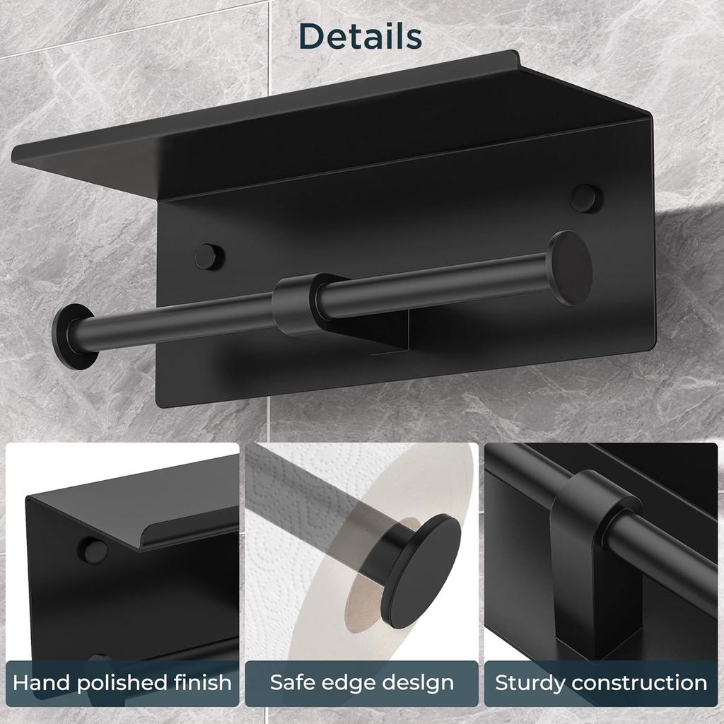 Держатель для туалетной бумаги из нержавеющей стали, двойной держатель для рулонов, с полкой, настенный, для ванной комнаты, диспенсер для влажных салфеток