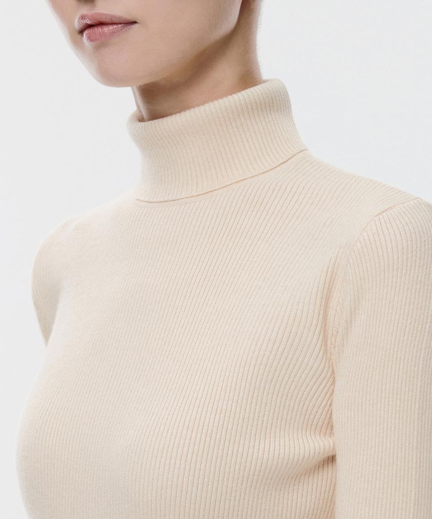 MUSINSA STANDARD WOMAN Women'S Ribbed Slim Turtleneck Knit [Ecru]