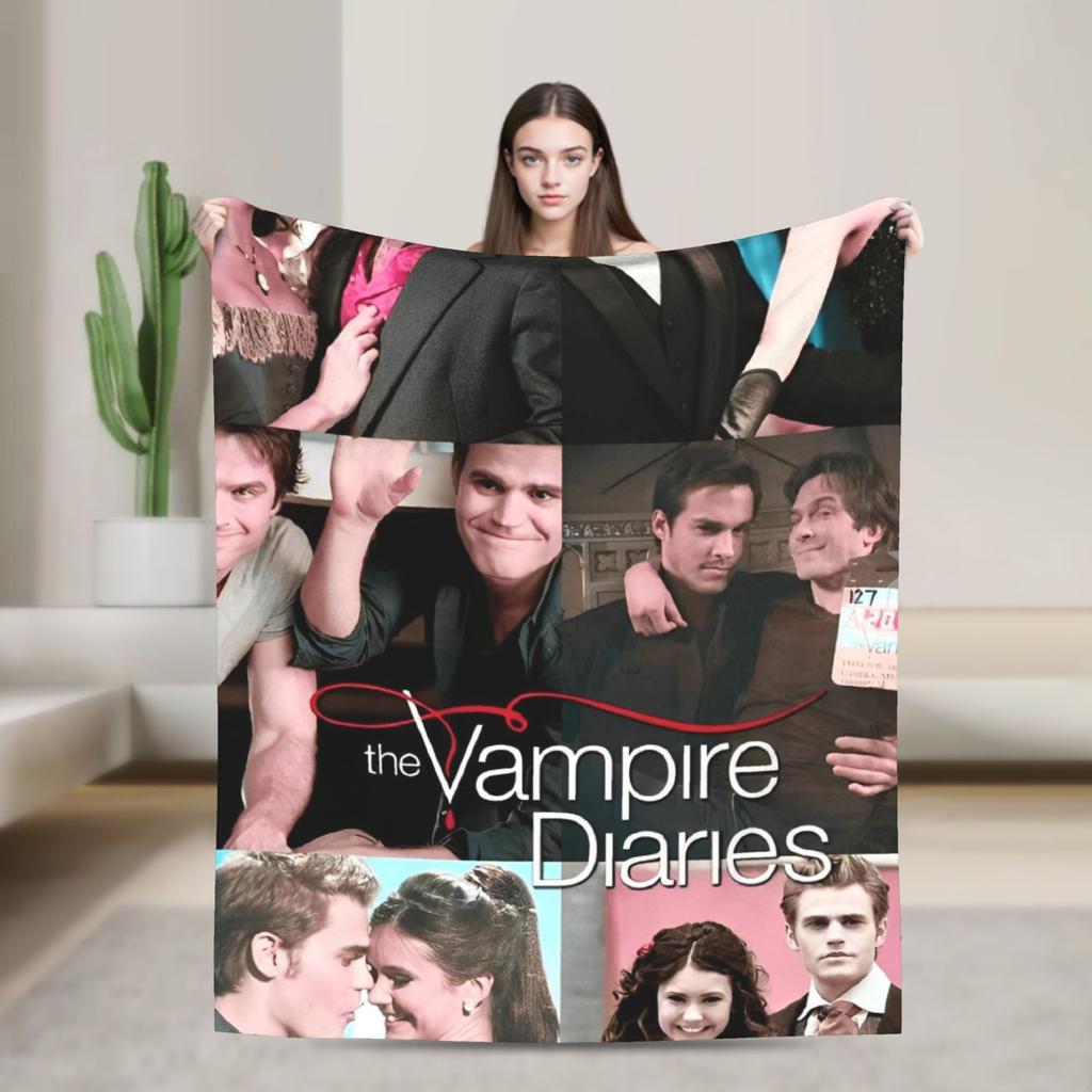 The Vampire Diaries Damon Salvatore Blanket Flannel All Season Portable Super Warm Throw Blankets for Bedding Car Bedspreads
