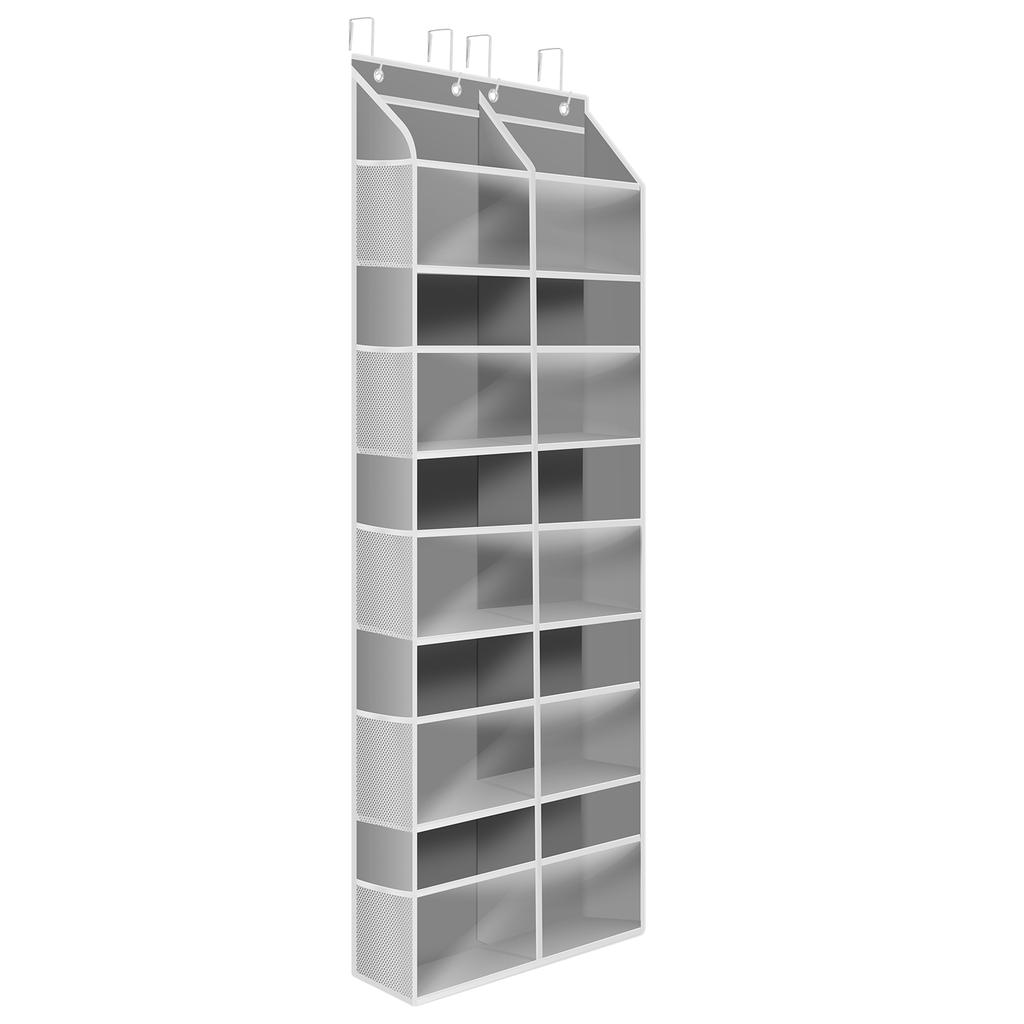 Over the Door Organizer 5 Layers 8 Compartments Double Row Transparent Storage Hanging Bag with 10 Mesh Pockets for Clothes Doll