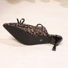 Elegant Leopard Mid Heels Bow Slippers Sandals Summer Pointed Toe Sexy Pumps Women Shoes Dress Designer Zapatillas